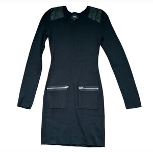 By & By Black Long Sleeve Ribbed Sweater Dress Size Small